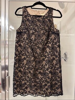 Erin Fetherson Black Floral Lace Overlay Shift Dress